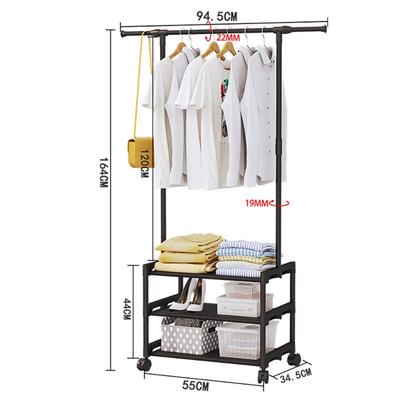 Aoresac Rolling Clothes Rack With Shelves For Hanging Clothes Hats Bags With Shoe Storage, Portable Metal Garment Rack Clothing
