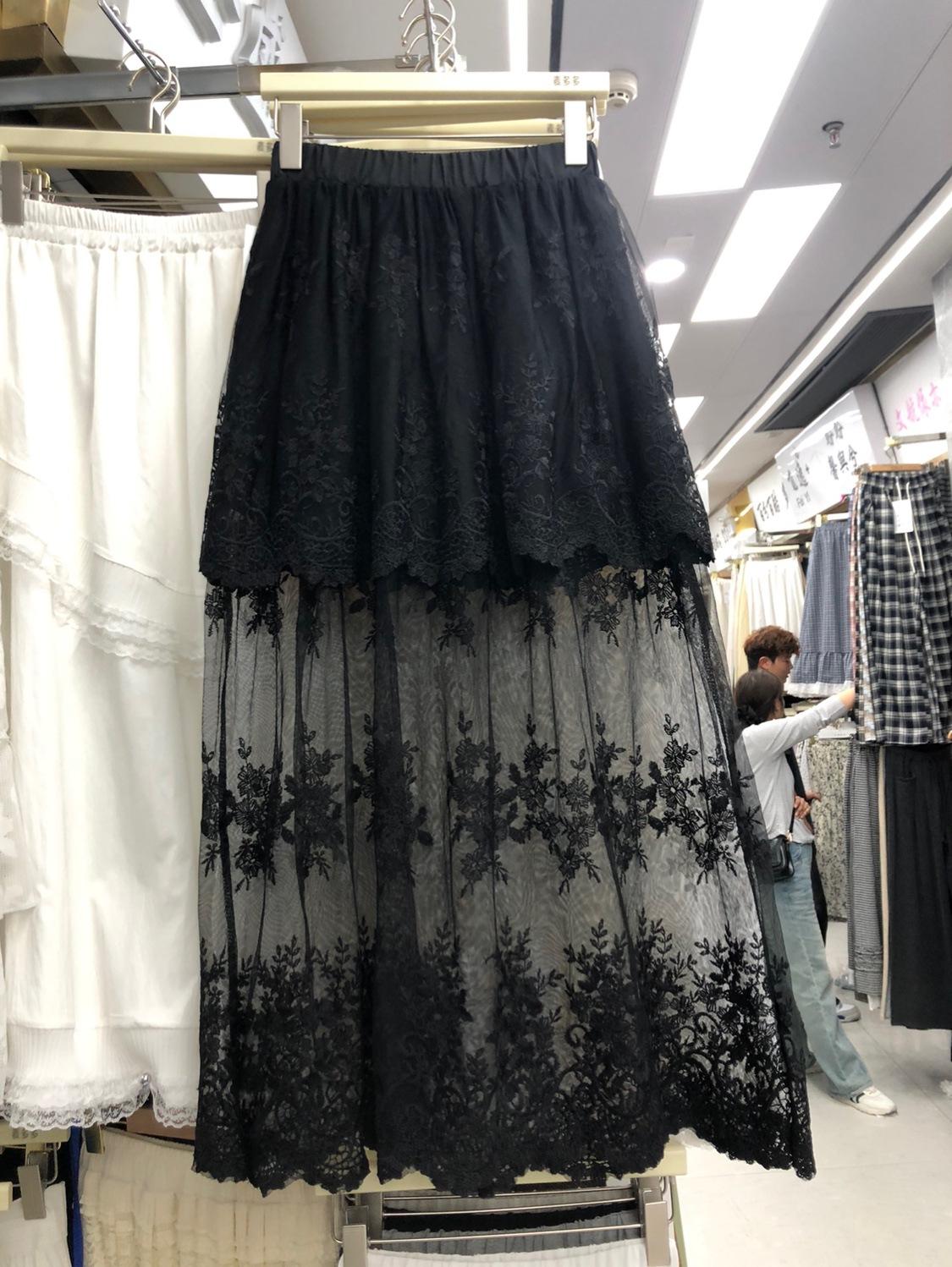 

Кружевная юбка с кружевом 2025 года, лето, новый ретро-дизайн с высокой талией, длинное платье A word, женская одежда one size fits all