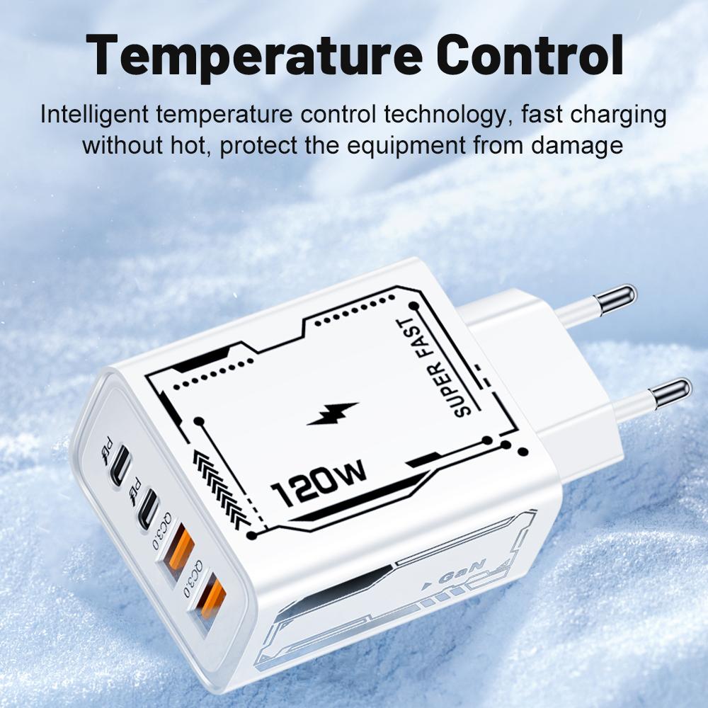 4 Port 2 USB 2 Type Multi Port Wall Charger USB PD Adapter For Xiaomi iPhone 13 12 for Samsung Mobile Phone Plug Charging