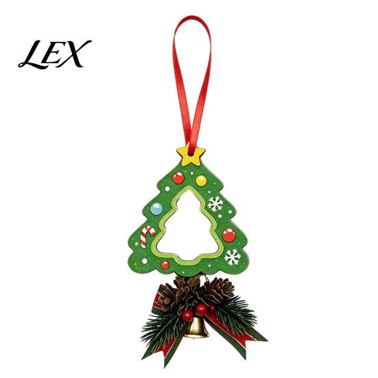 Unique Xmas Tree Trims Wooden Christmas Ornaments, 2D Stocking House Shaped Photo Frame Hanging Personalized Frames Decor, Ornament for Family Holiday
