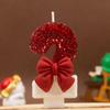 Xi Yin Birthday Number Candles 0-9, Creative Red Bow Design for Cake Decoration