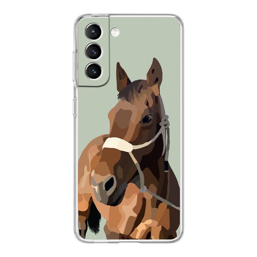 Animal Galloping Horse Girl Drawing Phone Case For Samsung Galaxy S24 S23 S22 S20 Ultra S21 FE 5G S10 S9 Plus S10E S8 Soft Cover