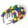 1pc Mardi Gras Headband Festival Decoration Headband Plush Ball Hair Accessories Scallion Ball Party Decoration Photo Prop