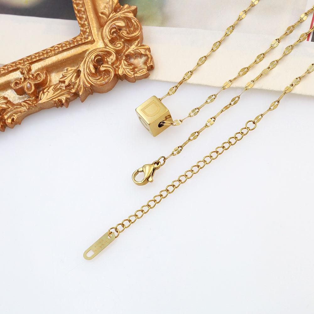 Accessories 26 Square Letter Titanium Steel Necklace Women'S Niche Vacuum Plated 18K Rose Gold