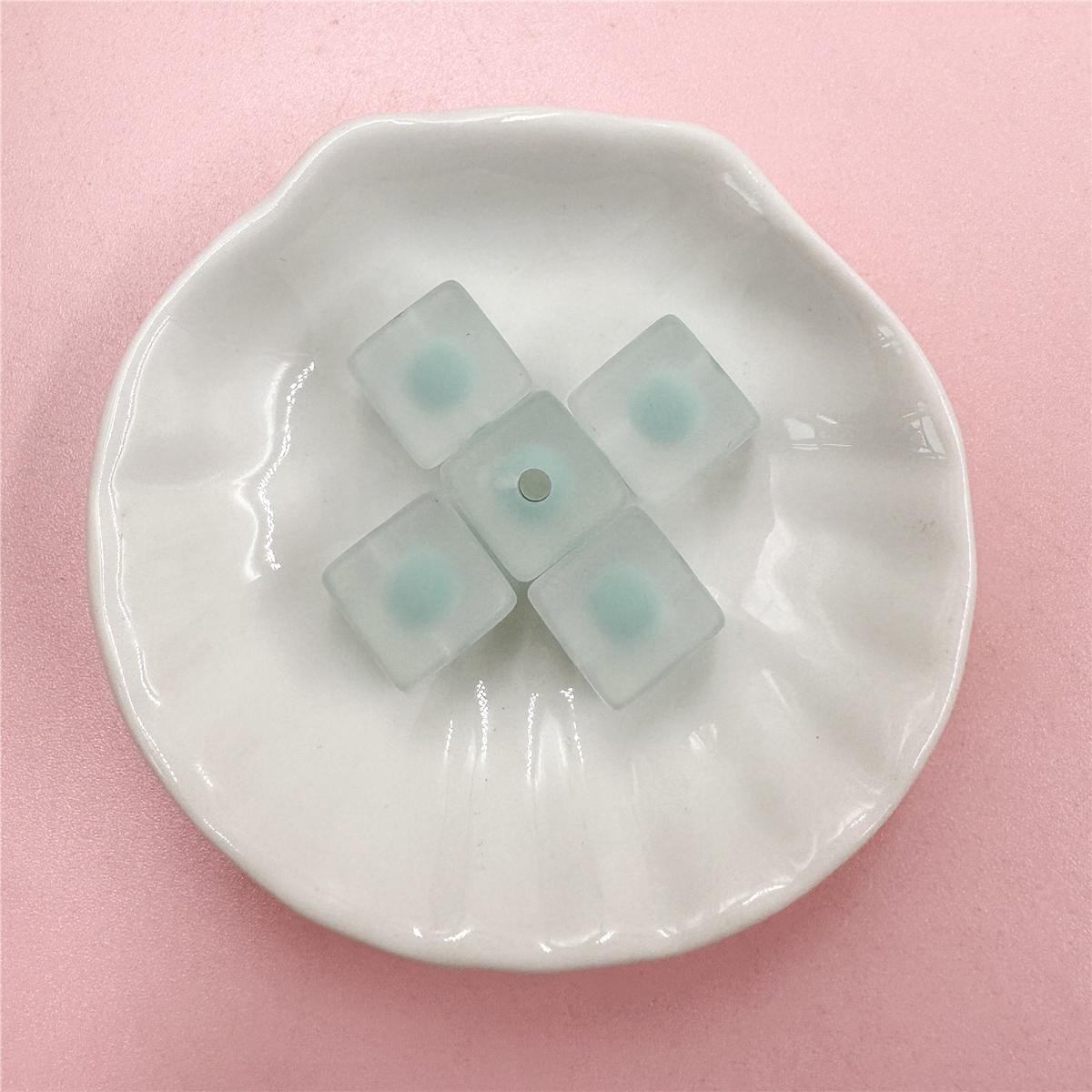 

Матовые квадратные бусины «сделай сам», цепочка для мобильного телефона, 5 шт., акрил, 12 мм, модное ожерелье, ювелирный материал, браслет зелёный