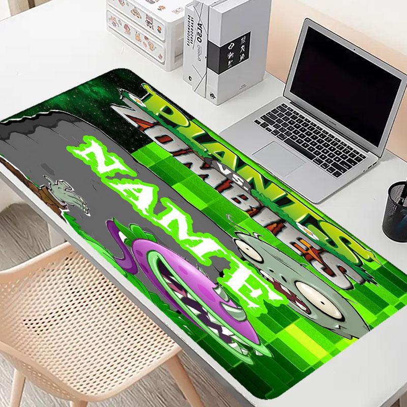 Custom Name Personalized Plants vs. Zombies Pattern Mousepad, Laptop PC Desk Mat, Decorative Desk Mat for Home Keyboard Pad Gift