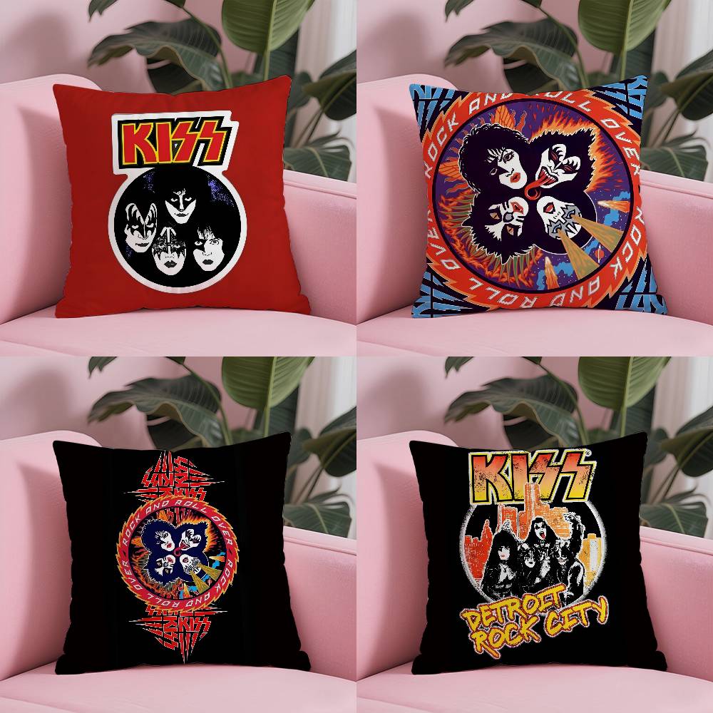 Kissenbezug der amerikanischen Rockband K-Kiss, milbenabweisend, mit verdecktem Reißverschluss, seidig-kurzplüschig, ideal für Sofakissen