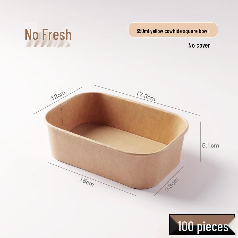 Disposable Kraft Paper Rectangular Food Containers 650ml