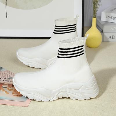 Spring and Summer Fly-woven High-top Sports and Leisure Shoes Platform Women's Trendy Shoes High-top Foot Socks Shoes Fashion Women's Shoes