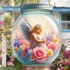 1pcs Popular Flower Fairy Angel Wall Art Hanging Home Decoration Plaque Garden Mason Jar, Colored Glass Style Sunshine Catcher, Acrylic Sign
