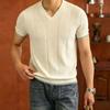 Men S Short Sleeve V Neck Solid Slim Fit Knit Top Summer Casual