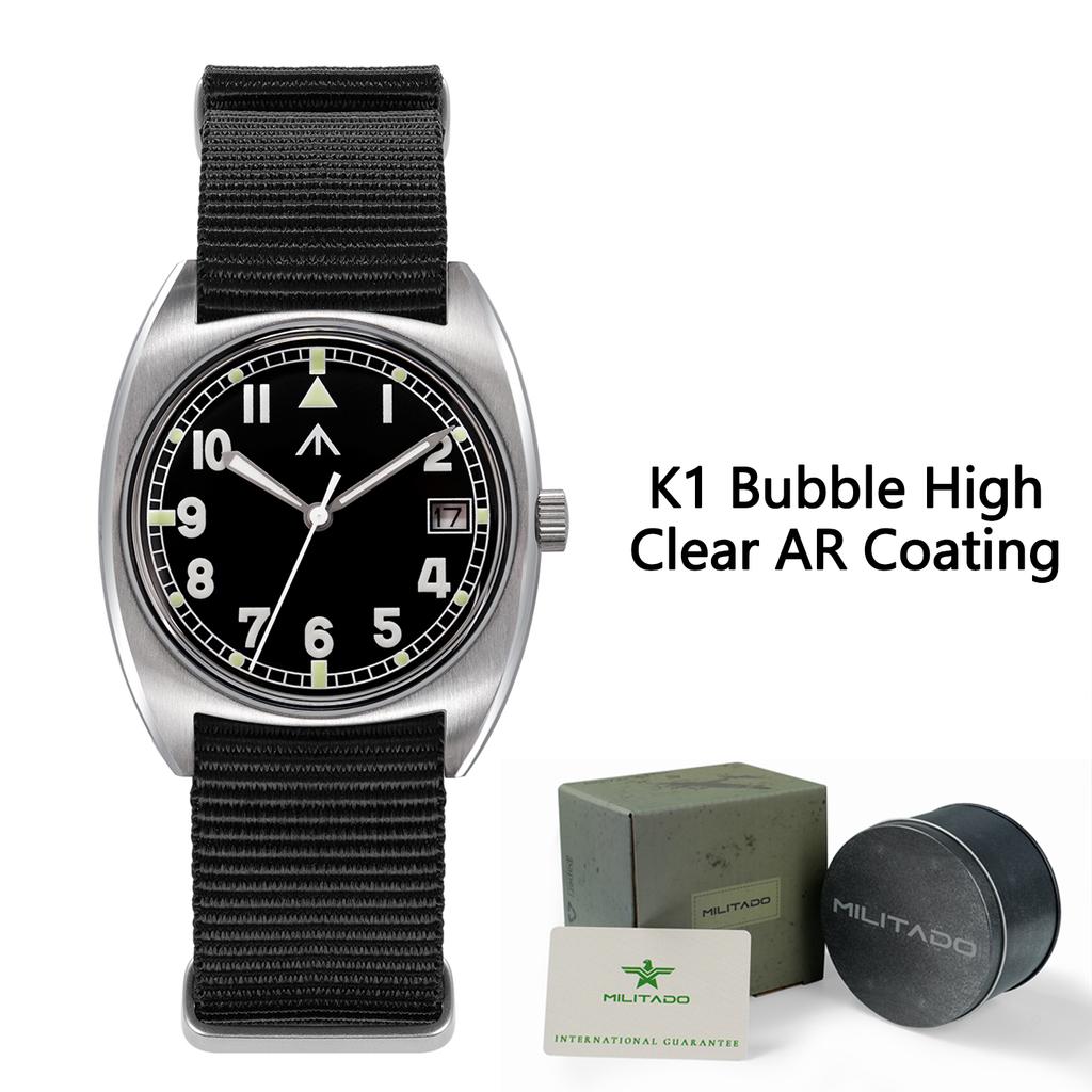 Militado Miyota Super 2035 GL12 Quartz Movement Watch Military Field Watch Sapphire Waterproof Luminous 36mm Watches