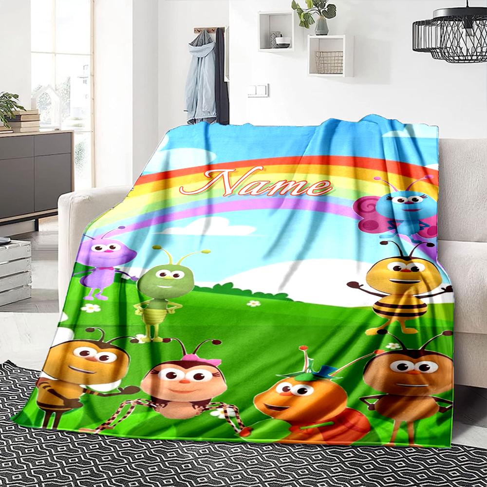 Custom Name Bugs Garden Party Blanket For Couch Bed Plush Cozy Fuzzy Blanket Super Soft Warm Blankets For Fall And Winter 09167