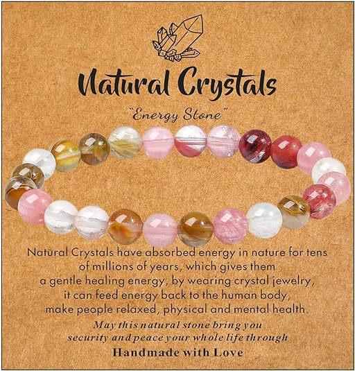 Hot Selling Natural Stone with Cardboard Beaded Elastic String Bracelet Crystal Agate Tiger Eye Stone Wholesale Bracelet Jewelry