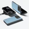 ABEEL For Google Pixel Fold 2 Case Genuine Cow Leather PC Phone Cover Black Edge