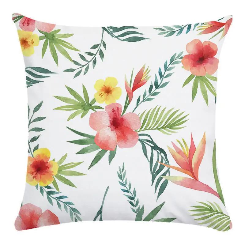 Colorful Parrot Flower Oil Painting Pattern Cushion Cover Sofa Decorative Pillow Cover Floral Pillowcase Home Decor 45X45Cm