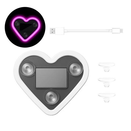 

Solar Heart Shaped LED Car Light for Triangle Window Wireless Decorative Neon Lamp for Interior Exterior Suction Cup Mount Ambient Car Lighting розовый