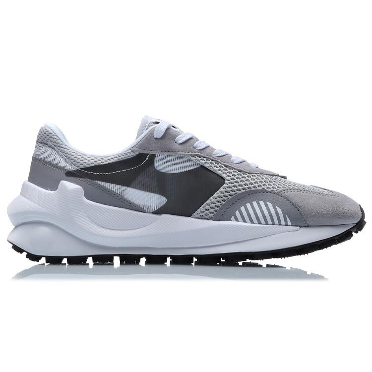 New LiNing Cushioned Anti Slip Wear Resistant Breathable Lightweight Low Top Casual Running Shoes Men's Gray White Black AGCR039-1