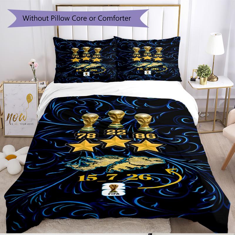 3pcs Duvet Cover Set (1*Duvet Cover + 2*Pillowcase, Without Core), football club Print Soft All‑Season Bedding Set, Home Bedroom Decor Gift