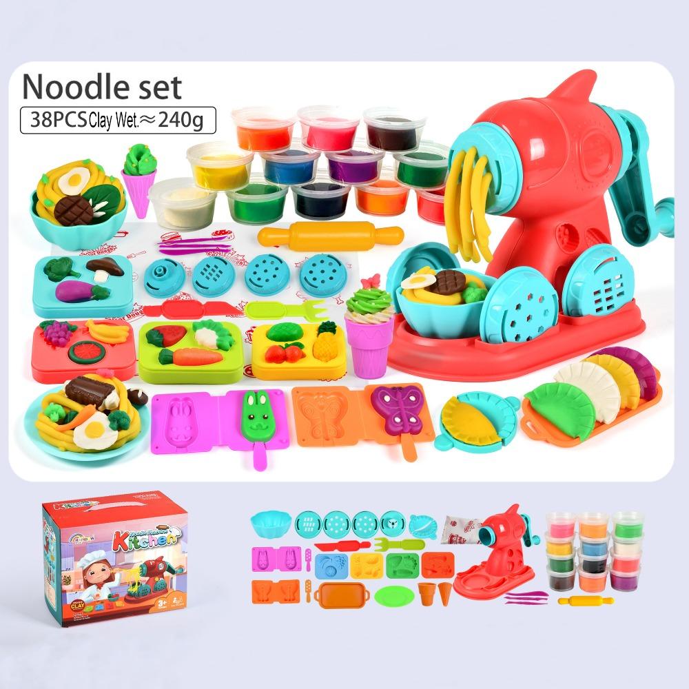 Multicolor Clay Molds Toys Set DIY Accessories Noodles Machine Playing House Toy Burger Machine Plastic Simulation Kitchen Toys