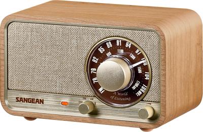 [Domácí originální produkt] Sangean WR-8J AM/FM rádio a Bluetooth reproduktor s dřevěnou skříňkou, velký 2palcový reproduktor, dobíjecí baterie, podsvícení, LED