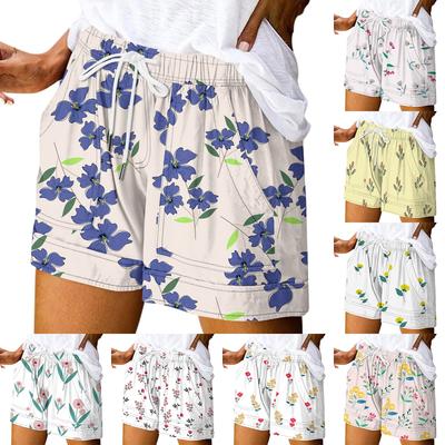 Women's Casual Summer Elastic Beach Shorts Print Casual Shorts
