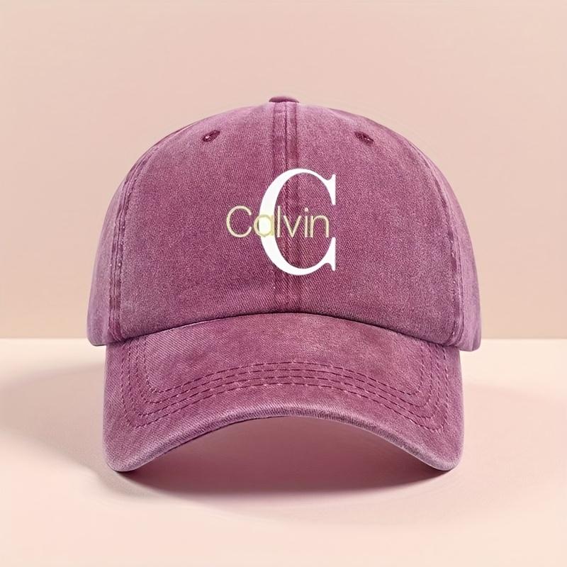

A Calvin Printed Fashion Baseball Cap Lightweight and Breathable Adjustable Outdoor Camping Beach Sun Hat for Men and Women One Size