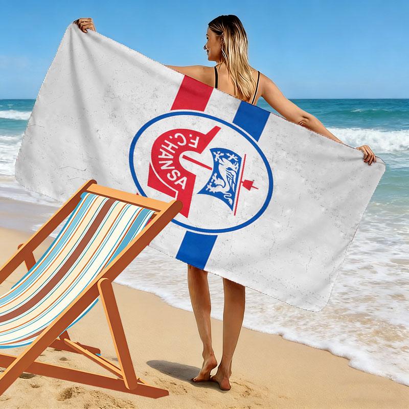 Asciugamano da Spiaggia Stampato FC Hansa Rostock, Asciugamano Grande Morbido Asciugatura Rapida per Spiaggia Campeggio Nuoto