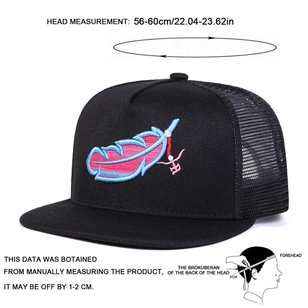 Unisex Colorful Feather Embroidery Hip-hop Net Hats Spring Summer Outdoor Adjustable Casual Baseball Caps Sunscreen Hats