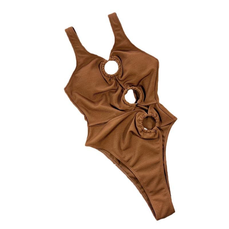 Women's High-End European & American Sexy Cutout One-Piece Triangle Swimsuit