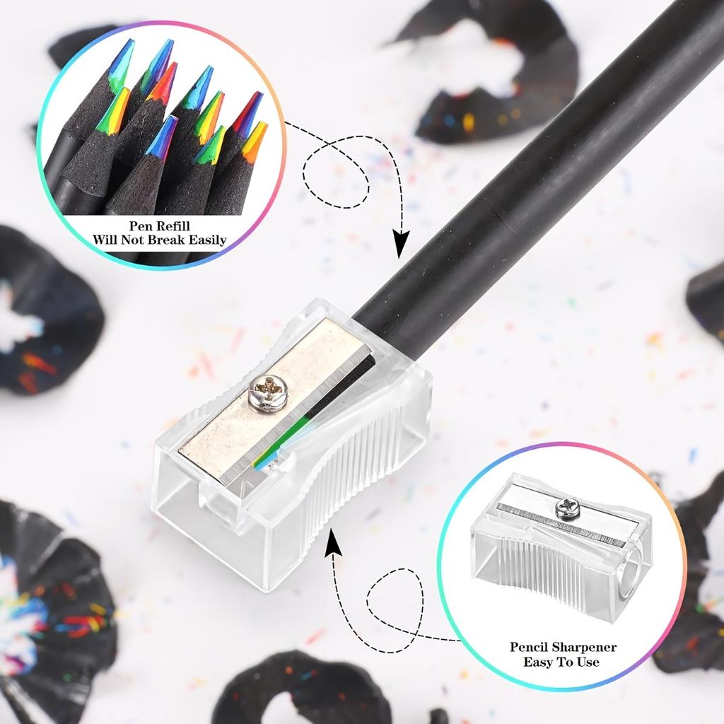 12 Rainbow Gradient Magic Pencils - Vibrant Graffiti and Painting Markers, Kawaii Creative Writing and Art Supplies, Stationery, Colorful Writing Pens