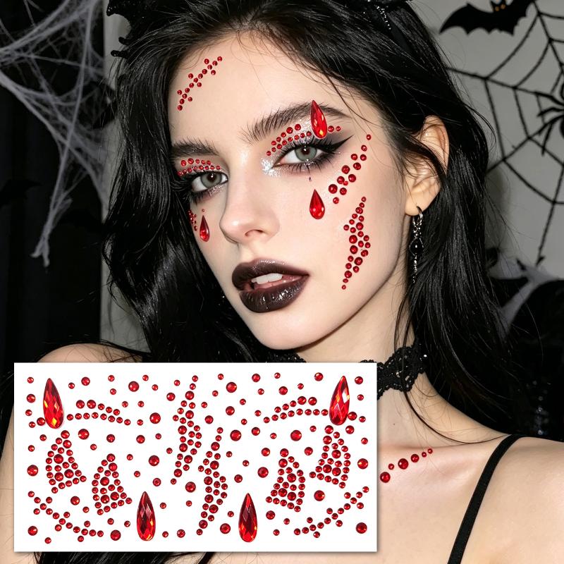3D Devil Face Eye Jewel Sticker Hypoallergenic Rhinestone Crystal 1Pcs for Halloween Costume Makeup