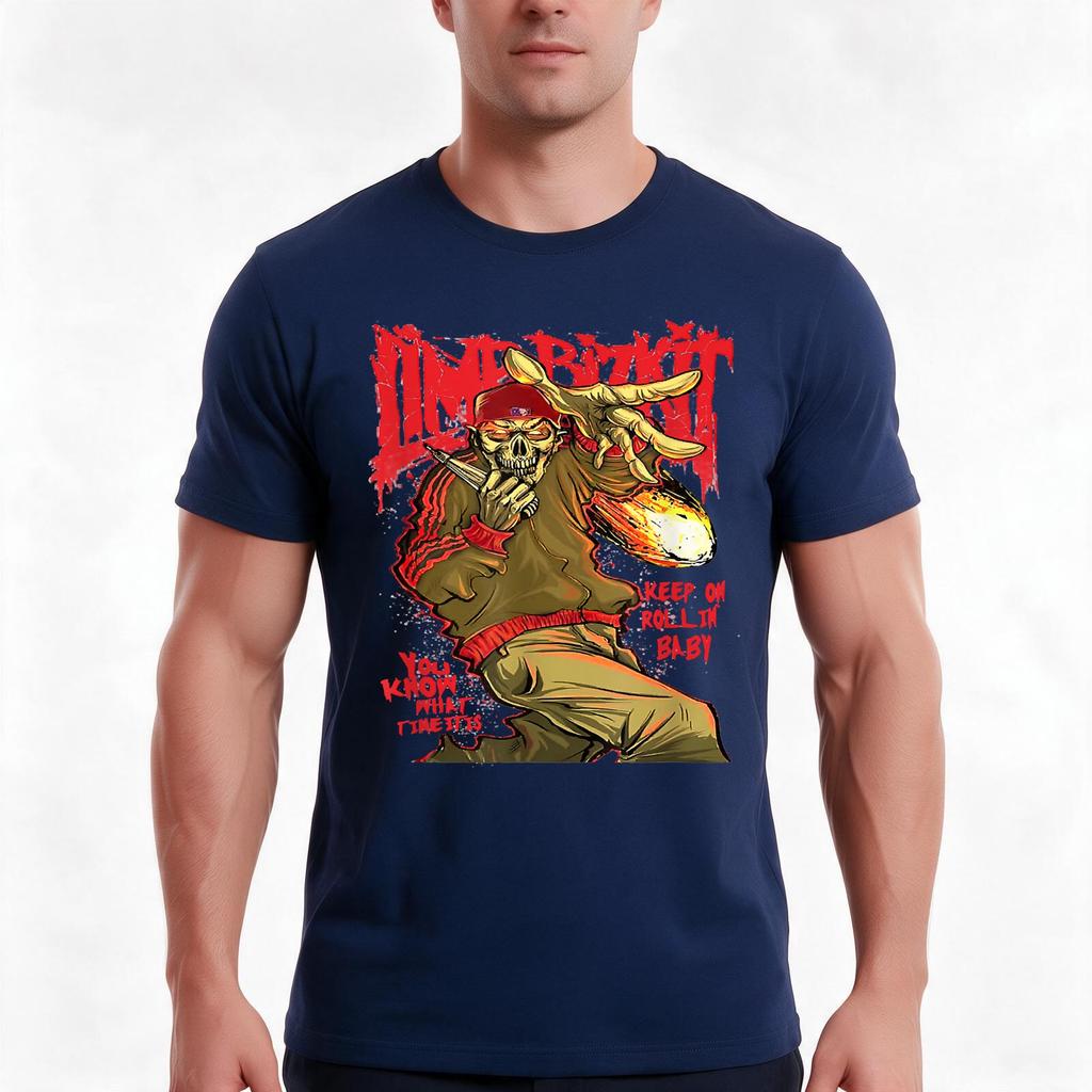 Vintage Limps Art Bizkits Skull Retro TShirt Summer Casual Cotton Tee Oversized Streetwear Tops Vintage Graphic Print