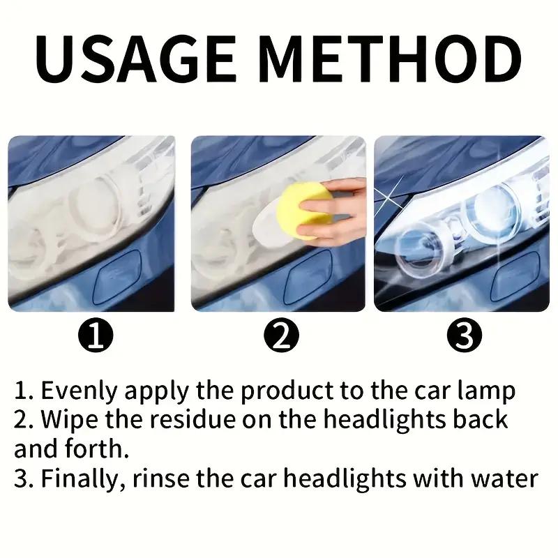 Headlight Brightness Restoration Cream, No Sanding Required, Removes Yellowing and Haze, Long-lasting Clarity