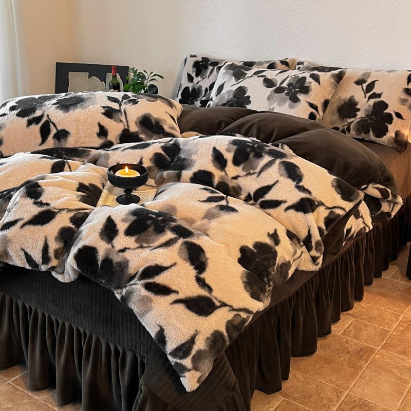 2025 Merlad Double-Sided Furry Velvet Bedspread & Sheet Set