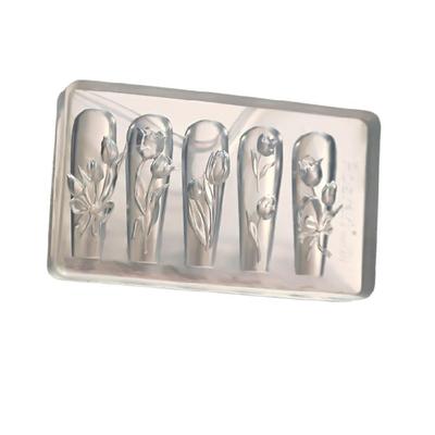 Silicone Nails Art Moulds Accessory Molds Tulips Shape Nails Decorative Mold Silicone Texture Suitable for Various Types