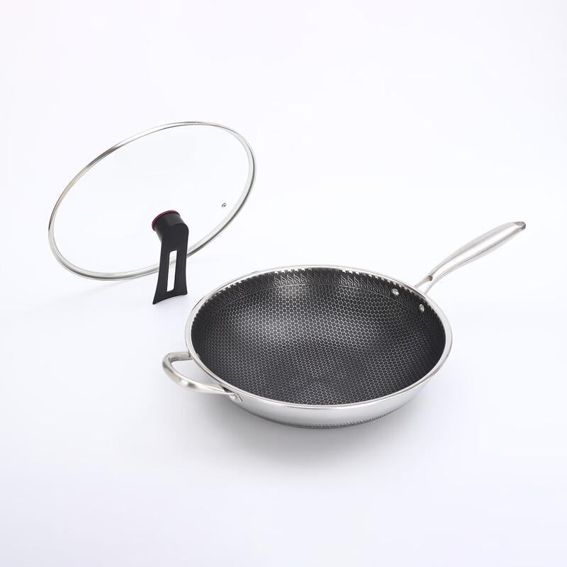 ZISIZ Honeycomb Stainless Steel Non-stick Wok