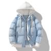 Fake Two-piece Cotton Jacket for Men In Winter New American Casual Hooded Thickened Warm Cotton Jacket