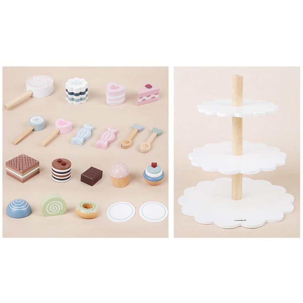2 Pretend Food Set Play Desserts Cake and Donuts - Birthday Gifts Toy for Boys, Girls,