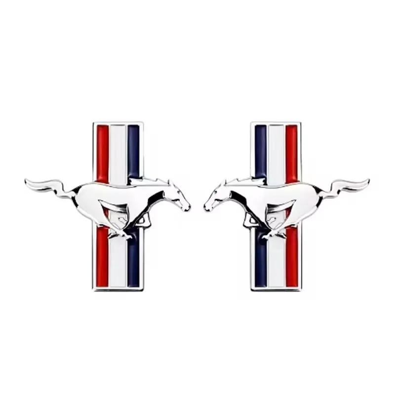 Car 3D Metal Badges Fender Side Stickers Running Horse Styling