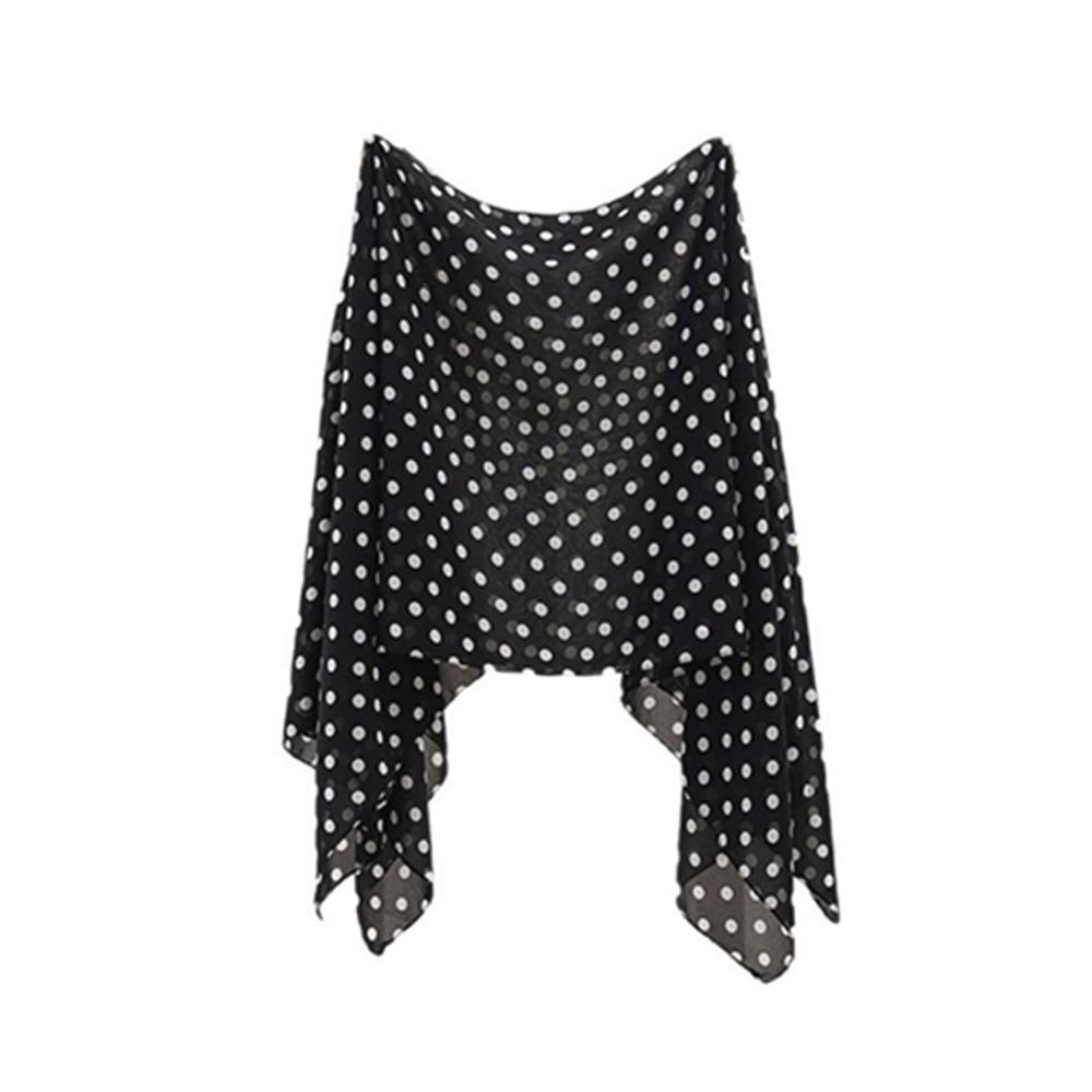Elegant Sunscreen Cover-up Polka Dot Beach Cover-Up Casual Pullover Cover Shirt  Women чёрный