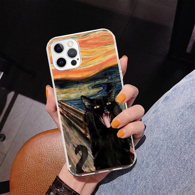 Black Cat Cartoon Cute Phone Case For iPhone 17 Air 16 Pro Max 16E 15 + 14 Plus 11 12 13 Mini 7 8 SE Gift Print Cover Fundas 17