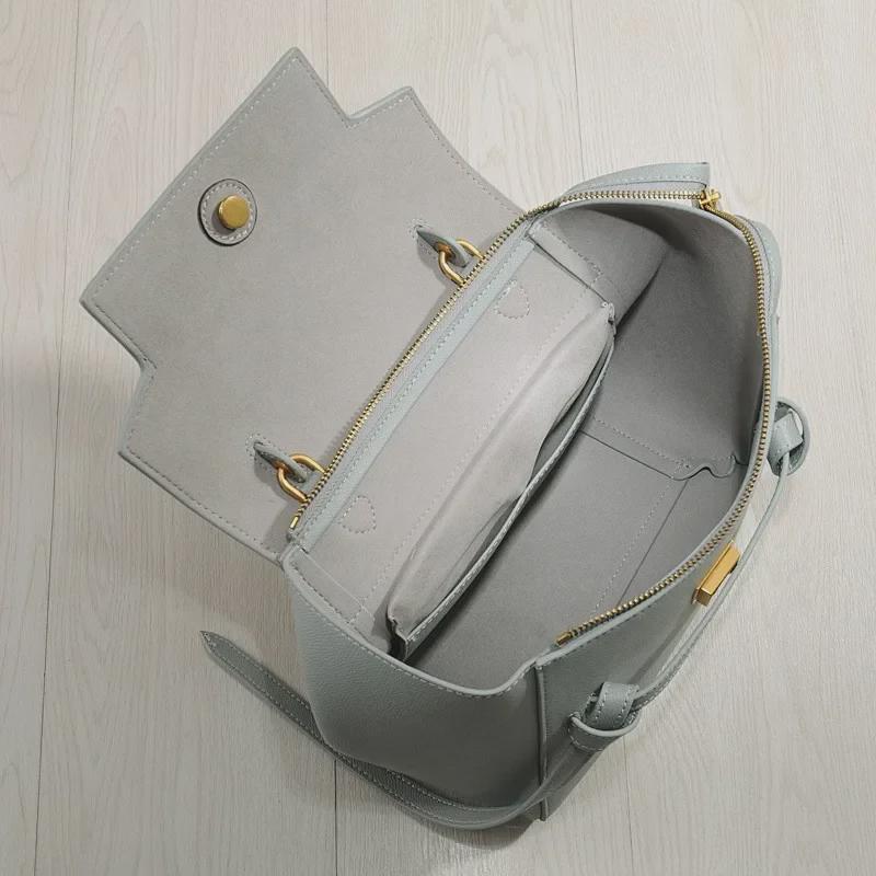 Damen Umhängetasche aus echtem Leder mit großem Fassungsvermögen - Wels-Design, geflügeltes Rindsleder, Smiley-Gesicht-Tasche