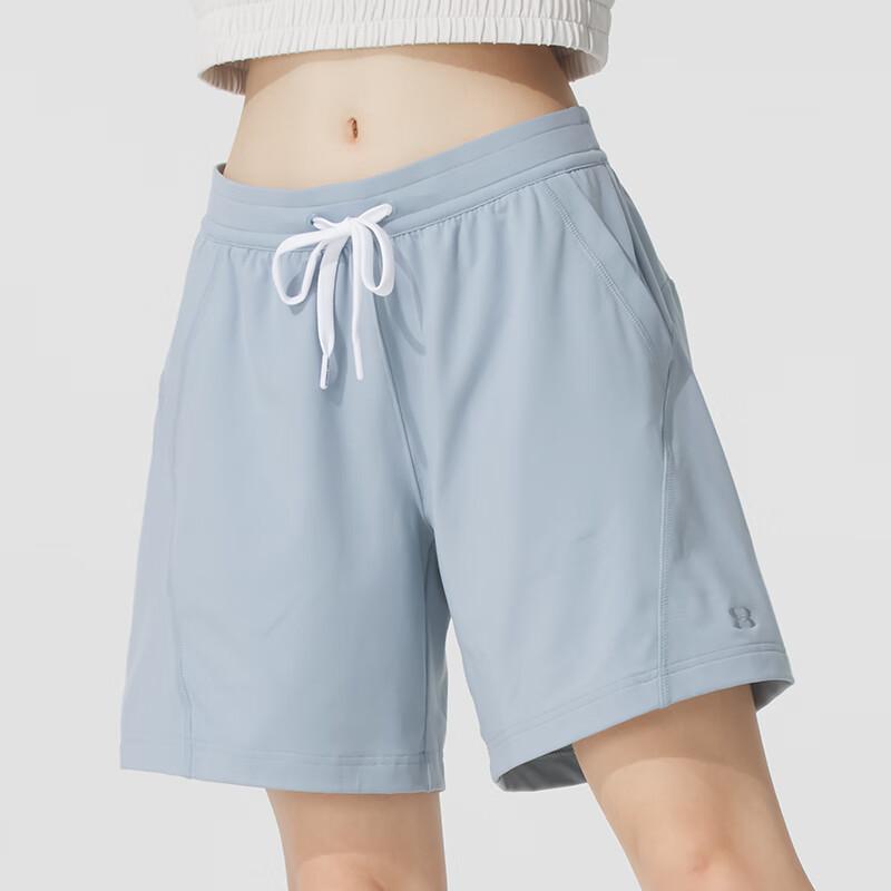 Under Armour Ss25 Her Knitted Casual Comfortable Versatile Lace-Up Sports Shorts Women shorts Sky-Blue 6005992-465