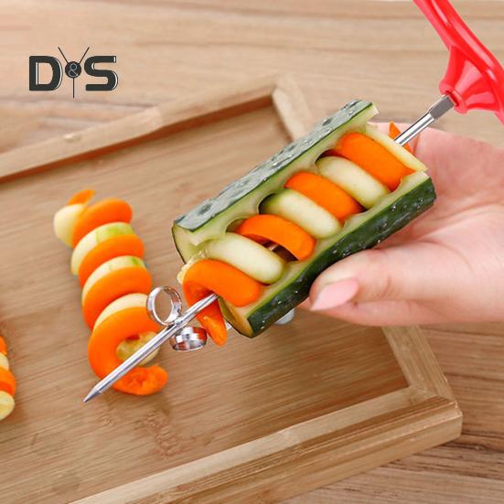10Pcs Potato Spiral Cutter Fruit And Vegetable Spiral Twist Cutter Stainless Steel Spiral Chips Cutter for Barbecue Picnic Camping