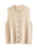 100% Cashmere Knit Vest: Round Neck, Sleeveless, Solid Color, Thick Layering Shrug for Autumn/Winter
