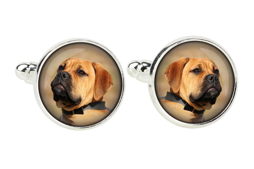 Bullmastiff - cufflinks and tie with your photo, a suit decoration, men's jewelry from the Art-Dog brand.