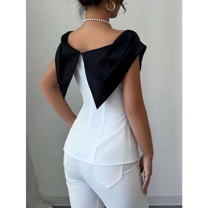 Camicetta Estiva da Donna Slim Fit con Spacco e Maniche Corte