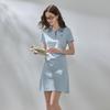 Women's Plaid Collar Short Sleeve A-Line Polo Dress