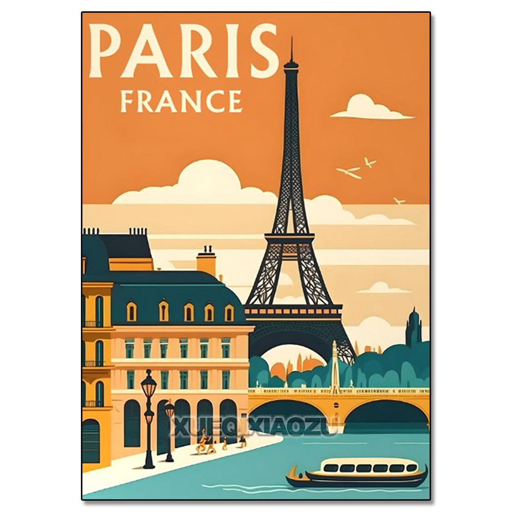 Urban Architecture Diamond Painting Decoration Diy Full Drill Santorini Madrid Rome Mosaic Inlay Cross Embroidery Set Gift